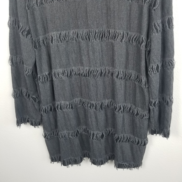 Zara Dark Grey Goth Witchcore Destroyed Distressed Long Sleeve Tee Size Small - Picture 4 of 12